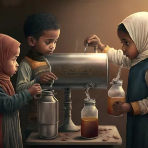 Prompt Muslim kids serve water