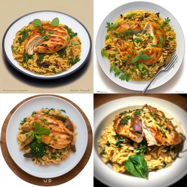 Prompt Orzo pasta with roasted chicken