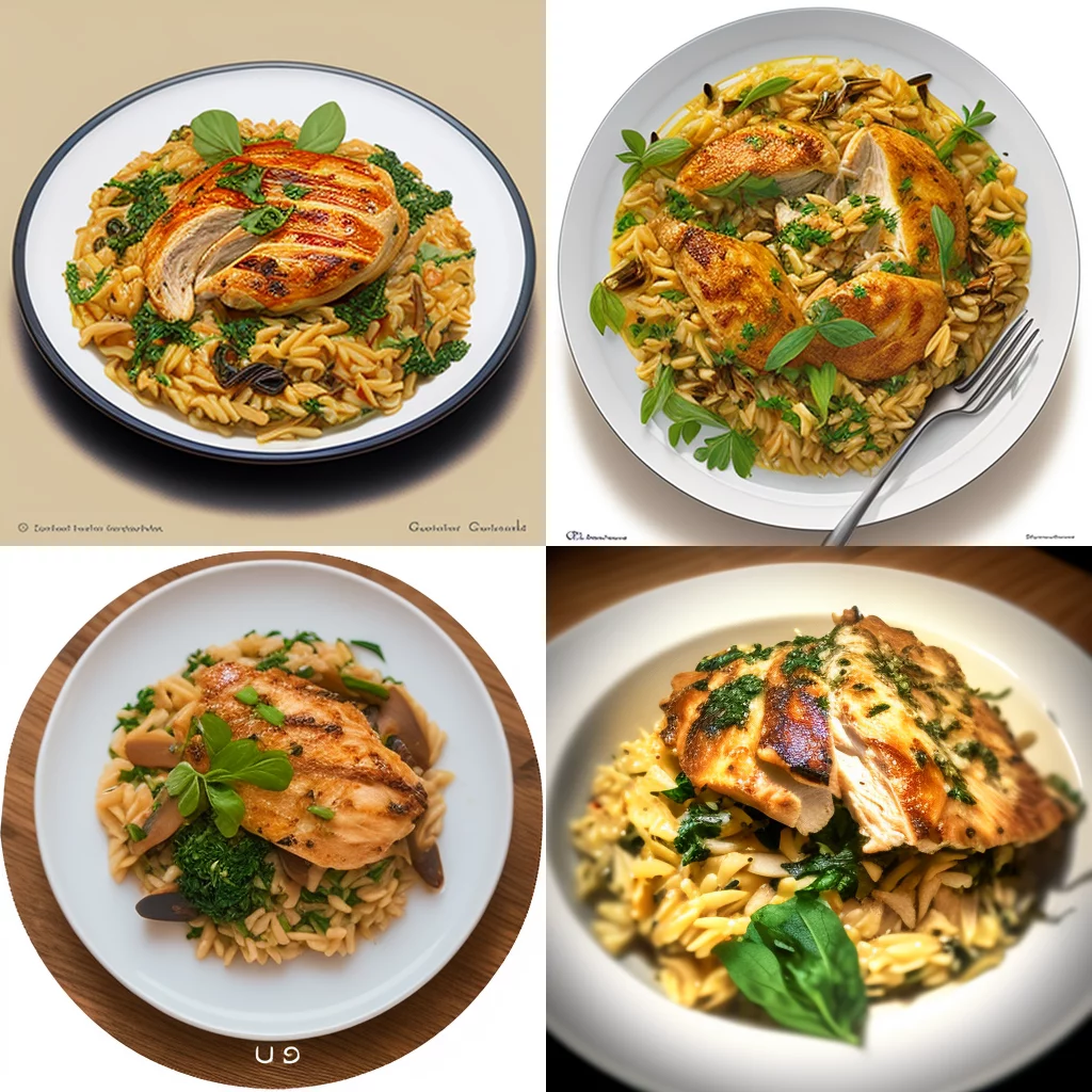 Orzo pasta with roasted chicken