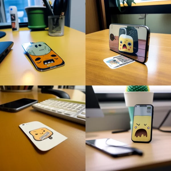 Prompt Phone with cool sticker on desk