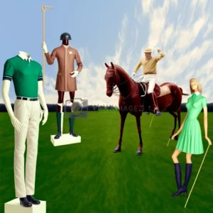 Prompt Polo Mannequins in Showcase with Polo Field