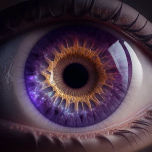 Prompt Purple pupil human eye hyperrealistic