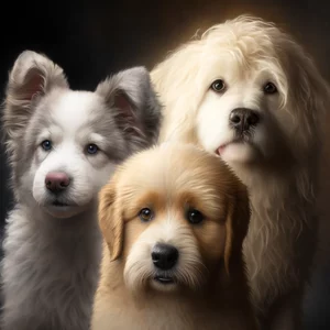 Prompt Realistic dog breeds (husky poodle etc)