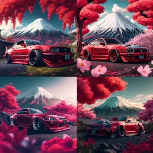 Prompt Red Nissan Silvia Mt Fuji