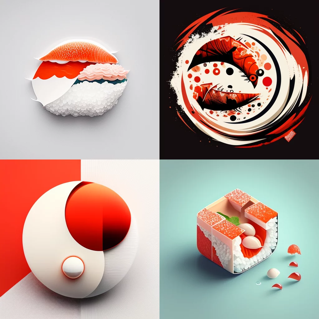 Red/white Sushi linear logo