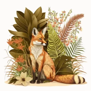 Prompt Reggae-style maned wolf in tropical setting