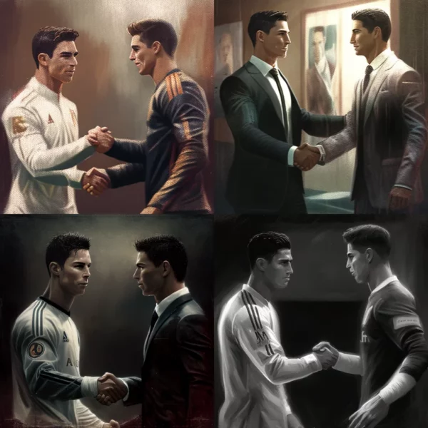 Prompt Ronaldo Messi handshake
