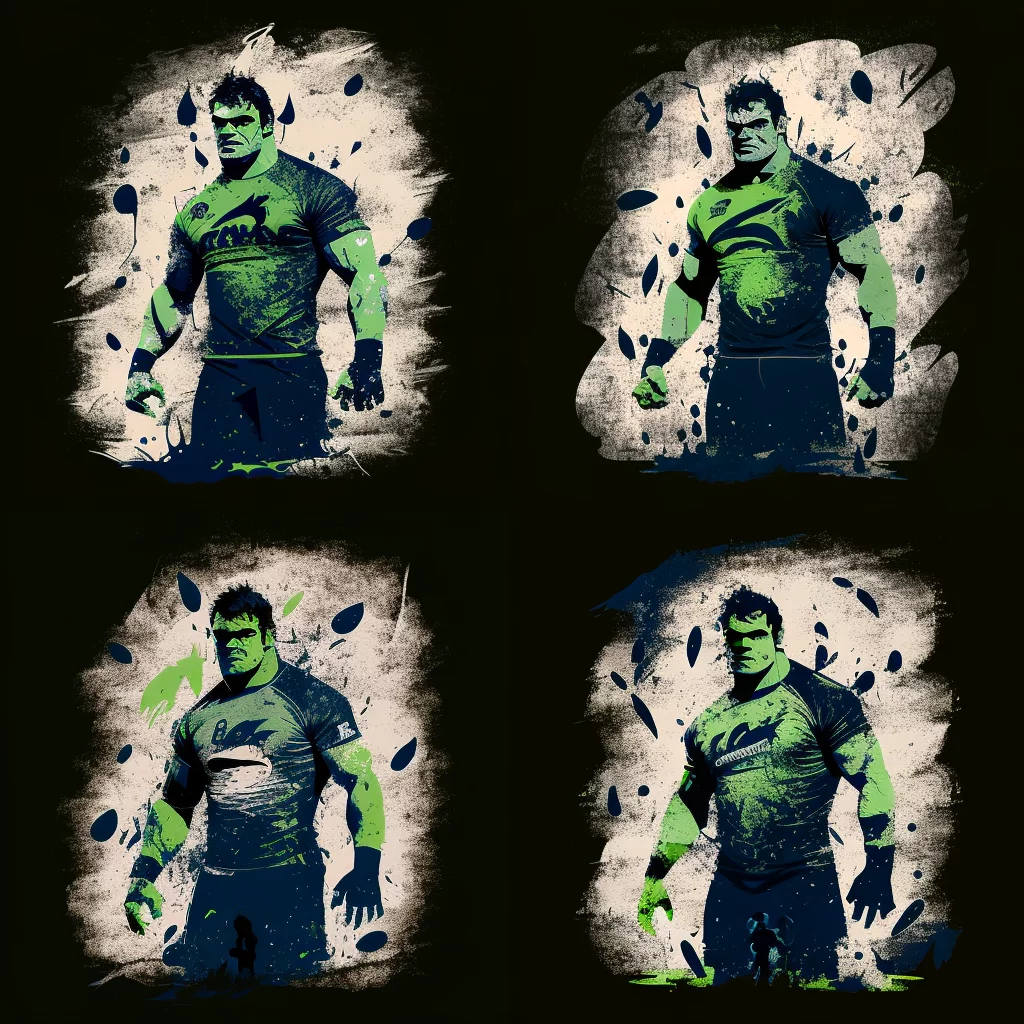 Sale Sharks logo Hulk in shirt rugby poster