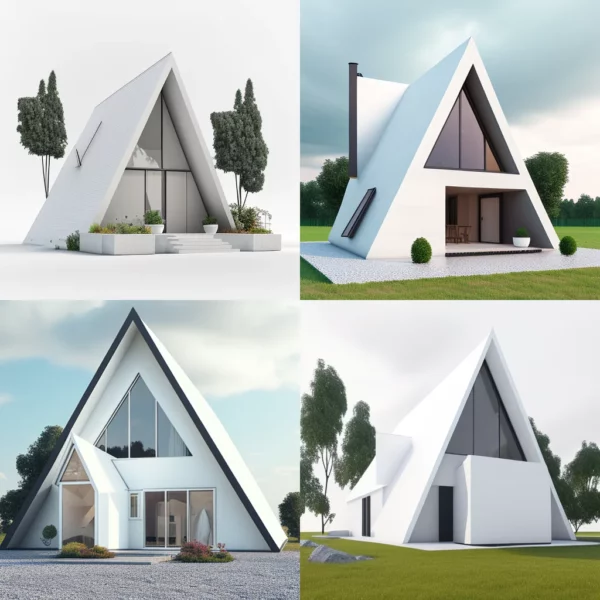 Prompt Simple 3d white triangle house photorealistic