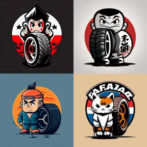 Prompt Simple tire company mascot Japanese