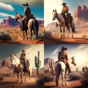 Prompt Skilled cowboy desert