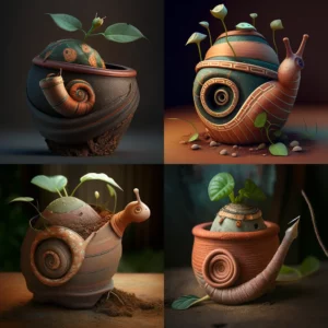 Prompt Snail climbing clay pot with copper tape