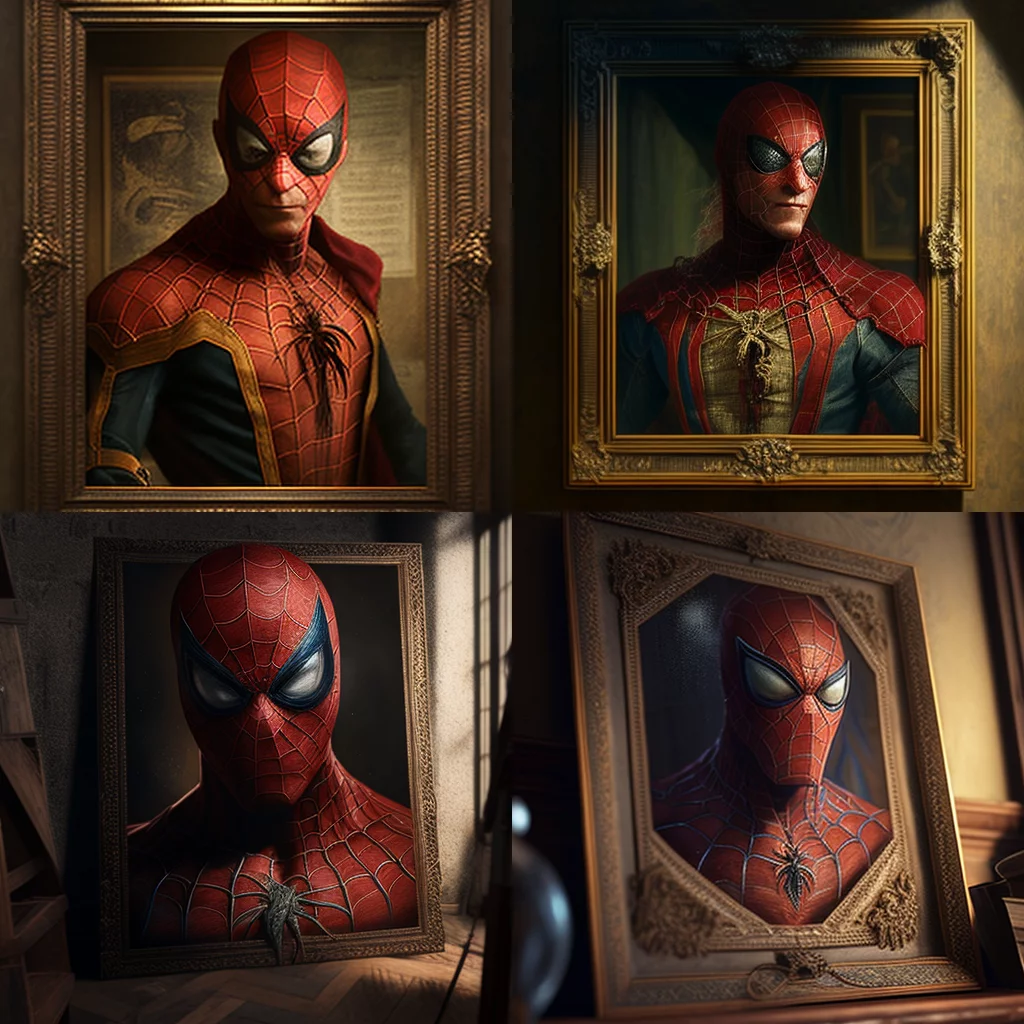 Spider-Man painting in Leonardo Da Vinci style