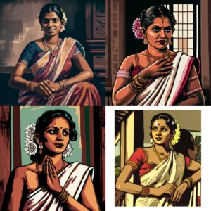 Prompt Sri Lankan woman Kandyan saree light colors