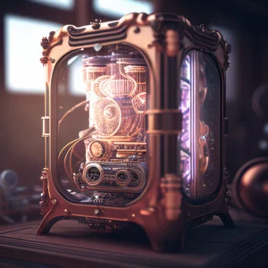 Prompt Steampunk gaming PC 16mm lens