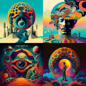Prompt Stephen Gibb style album cover art psychedelic surreal