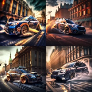 Prompt Subaru Forester drifting in city