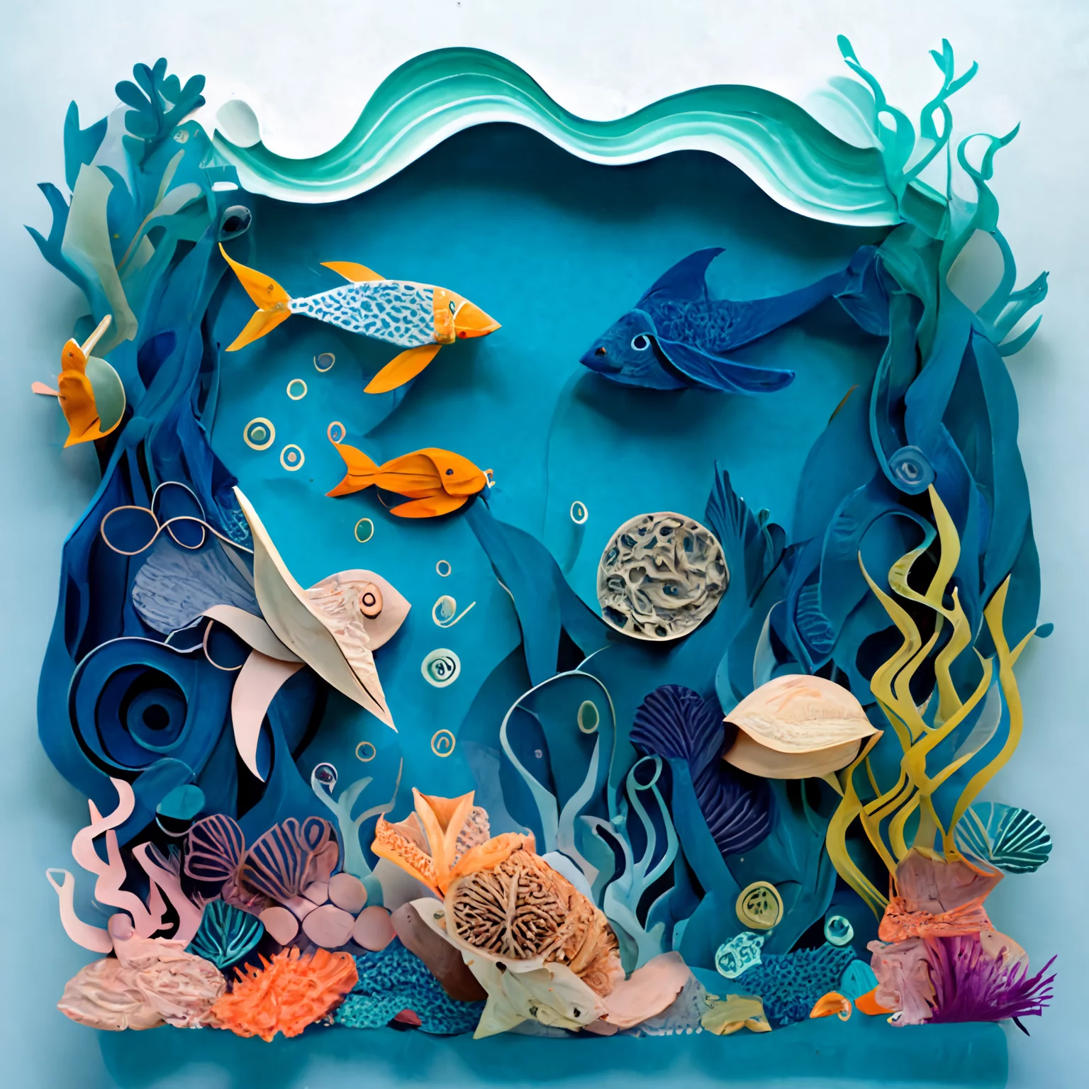 Surreal Ocean Landscape – Vibrant Intricate Layered