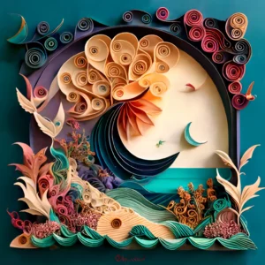 Prompt Surreal Quilling Composition