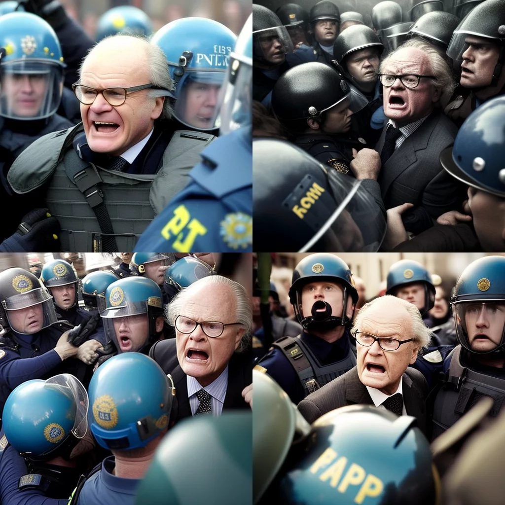 Swedish king fights police realistic photo