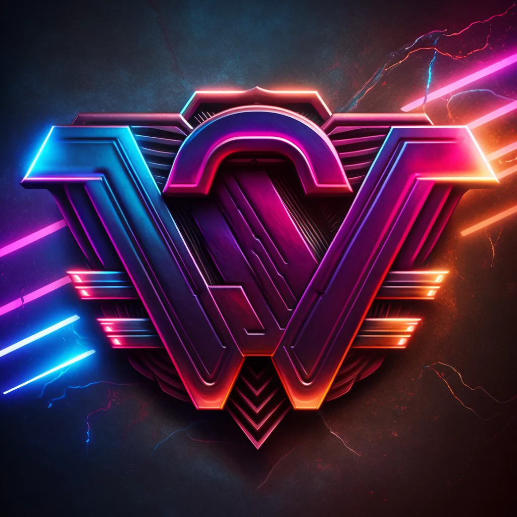 Synthwave logo “ARVNQ” gaming UHD