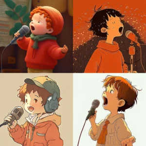 Prompt Tangerine boy sings Ghibli style detailed