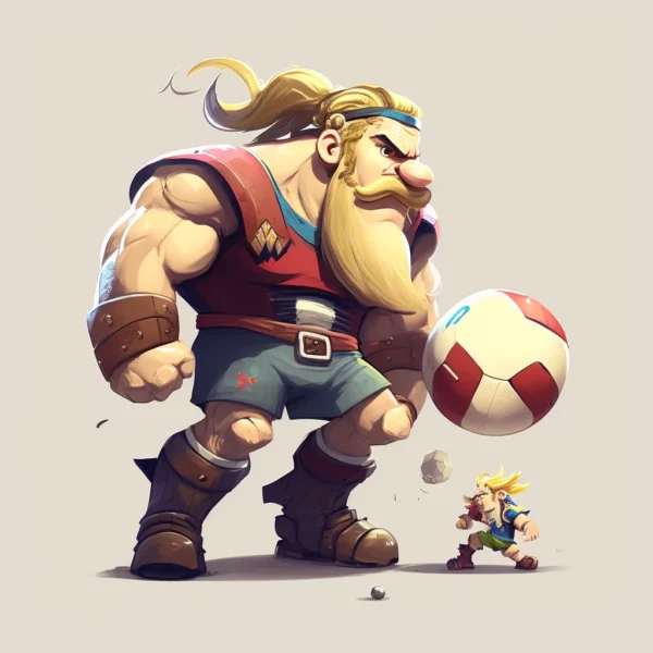 Prompt Thor playing football with Mario