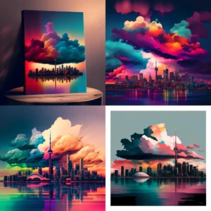 Prompt Toronto skyline colorful clouds ar 3:2