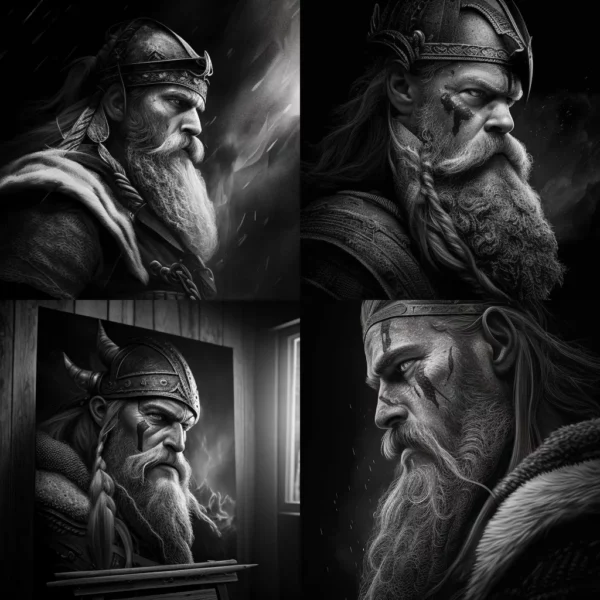 Prompt Viking in Valhalla black/white