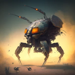 Prompt War between other worlds robot insects spaceships