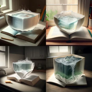 Prompt Water tub white cube expanding into book kitchen counter