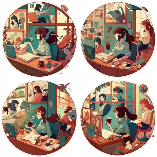 Prompt Women entrepreneur in Studio Ghibli style