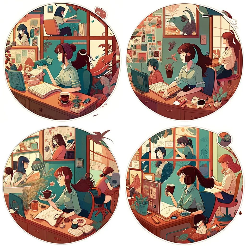 Women entrepreneur in Studio Ghibli style