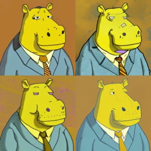 Prompt Yellow Triangular Hippo Israel Cartoon