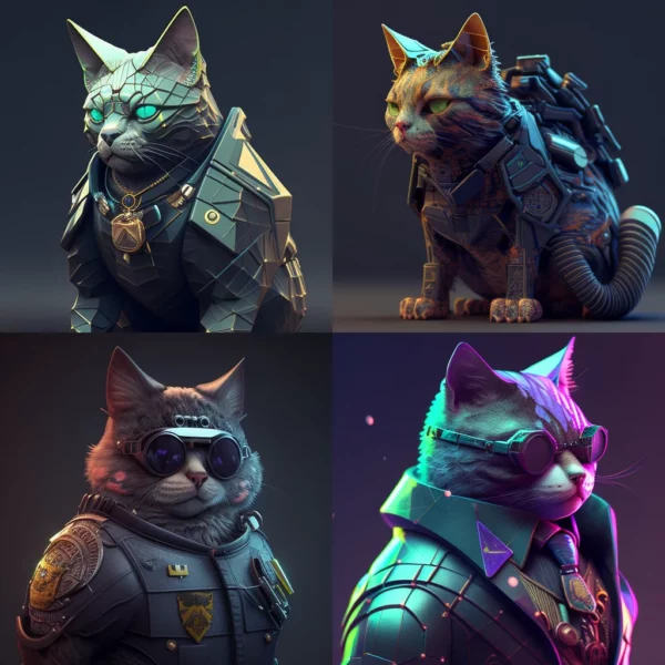 Prompt police low-poly 3d cat