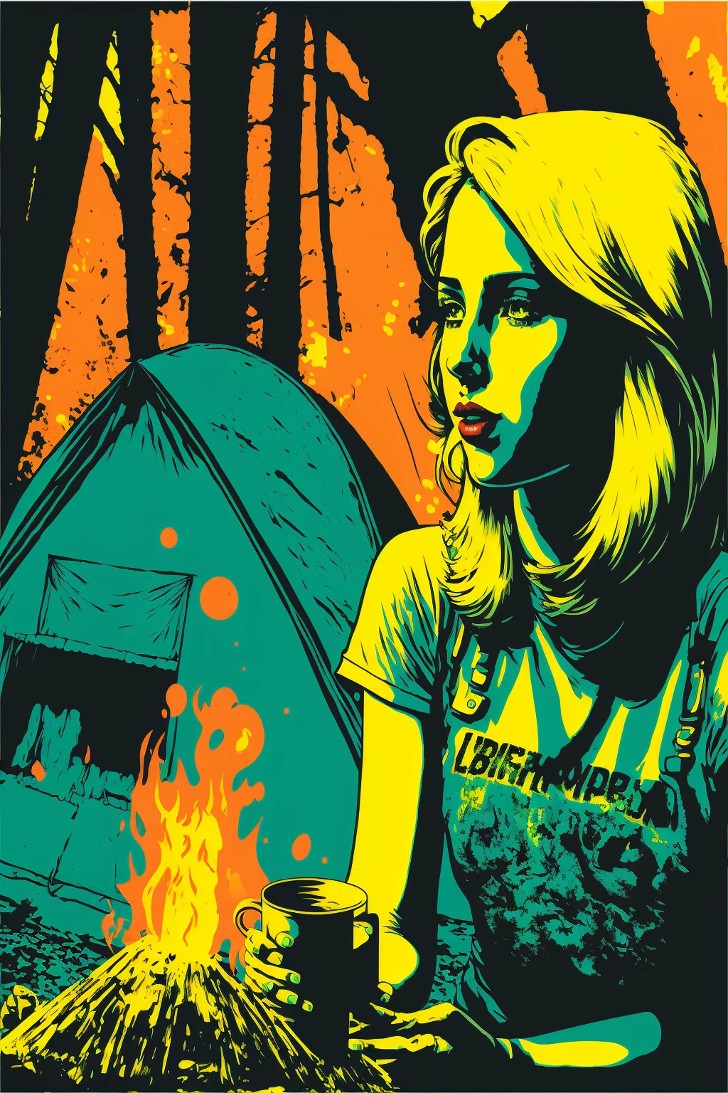 pop art of camping person