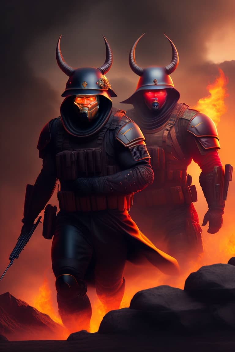 armed soldiers in hell
