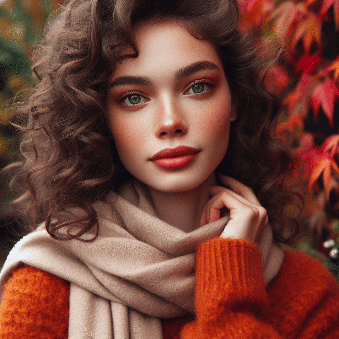 Autumn Elegance: High-Quality Fall Makeup Portrait