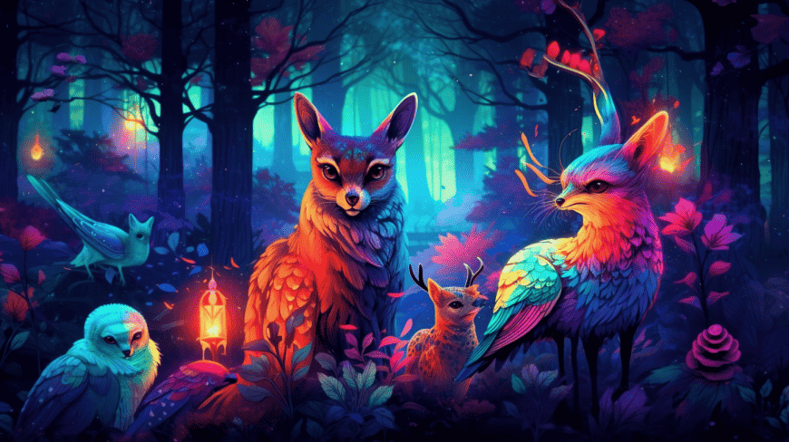 A nocturnal forest scene