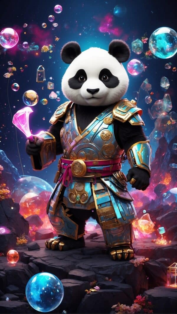 create various Holograms in Space, samurai, panda, rabbit, outer space and bubbles