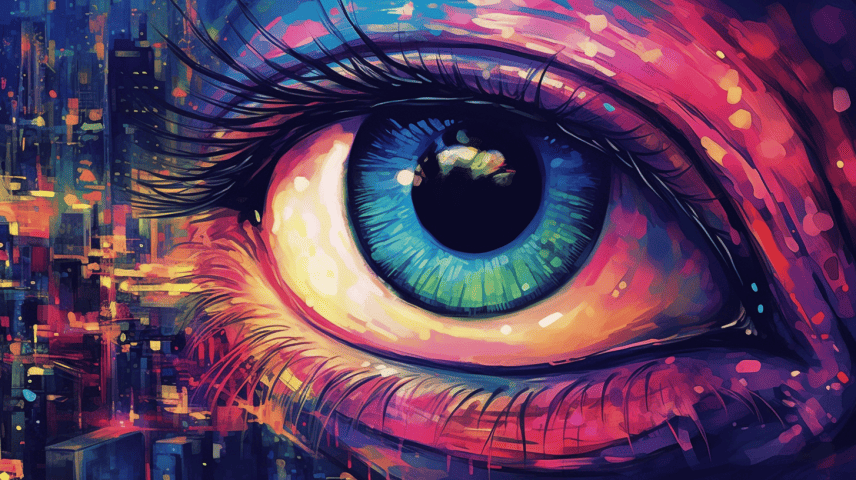 An illustration featuring a human eye and not only that opens to reveal a galaxy - Image 2