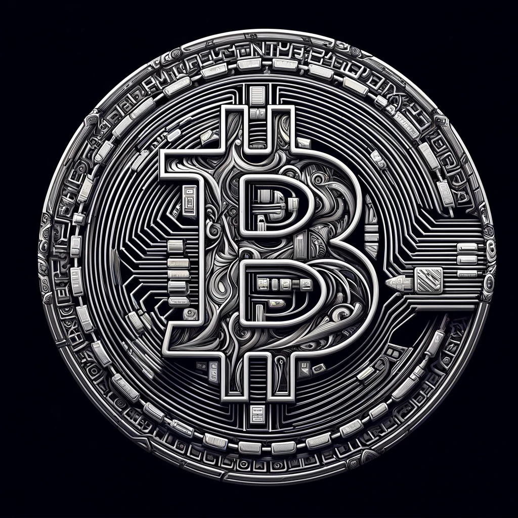 Bitcoin Logo In Futuristic Abstract Silver