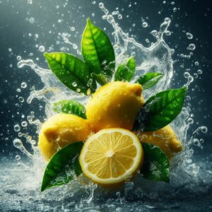 Fresh lemons on water