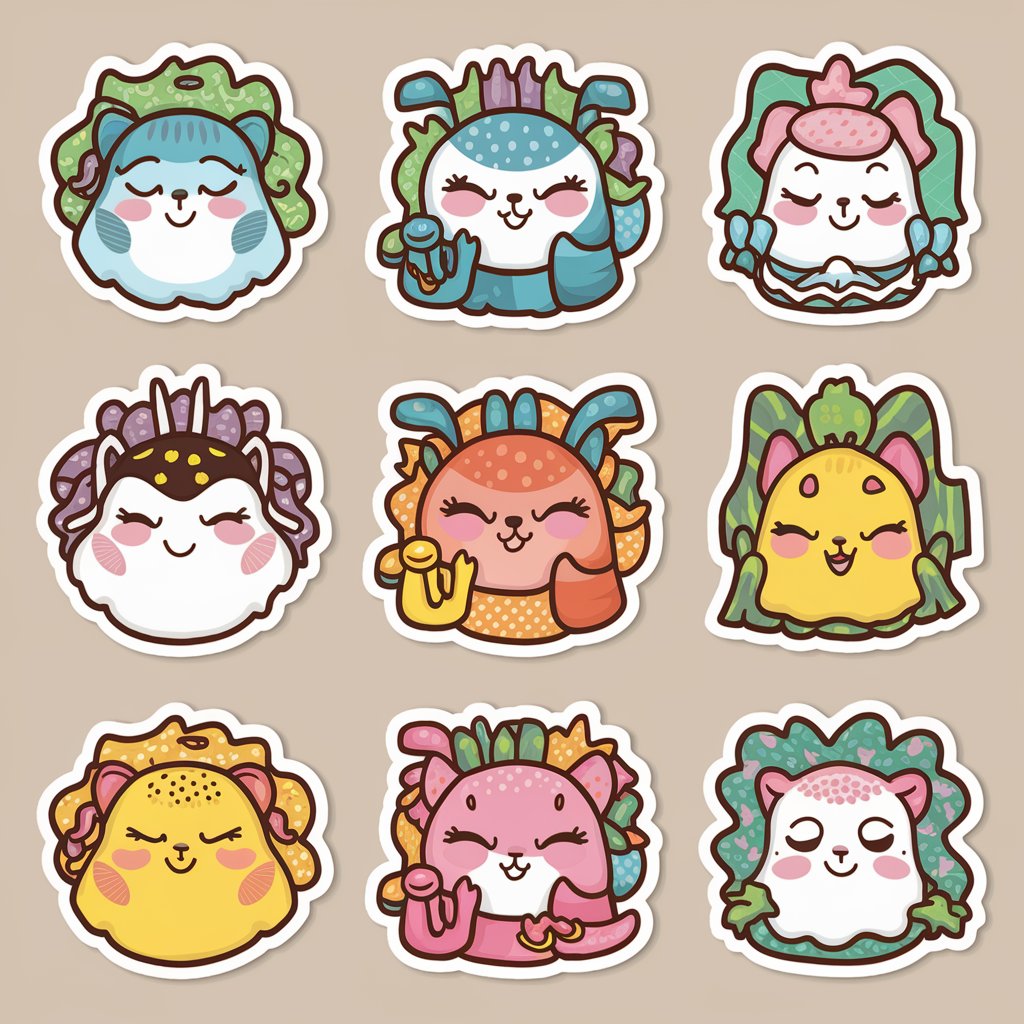 A delightful bringing joy collection of eight stickers