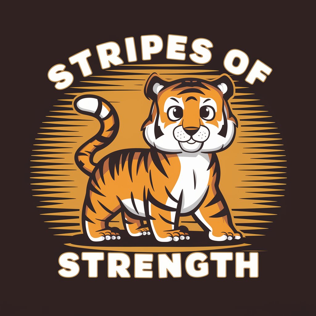 2d cartoon illustrated tiger said “stripes of strength”