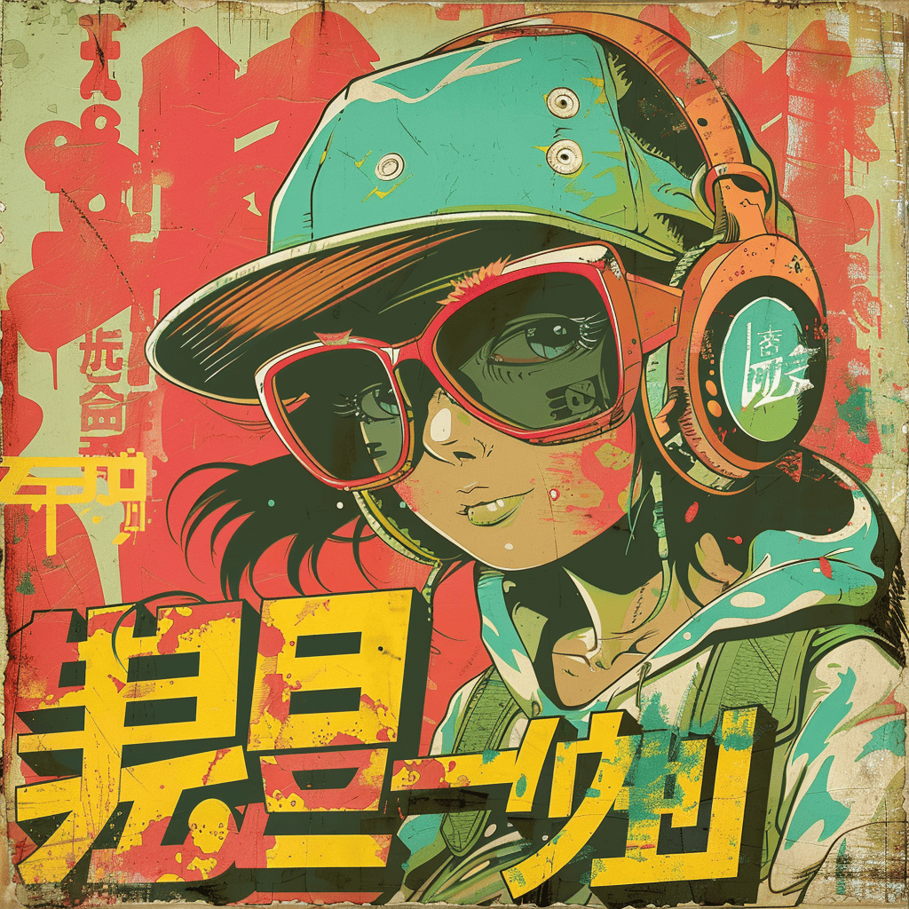 Japanese Graffiti Poster Vintage Vibe Illustration Art