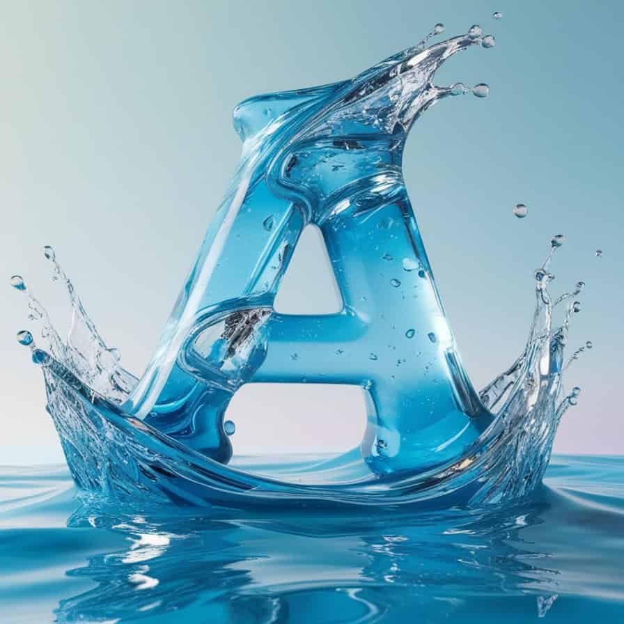 Alphabet Liquid Elegance Letter Sculpted in Crystal-Clear Water